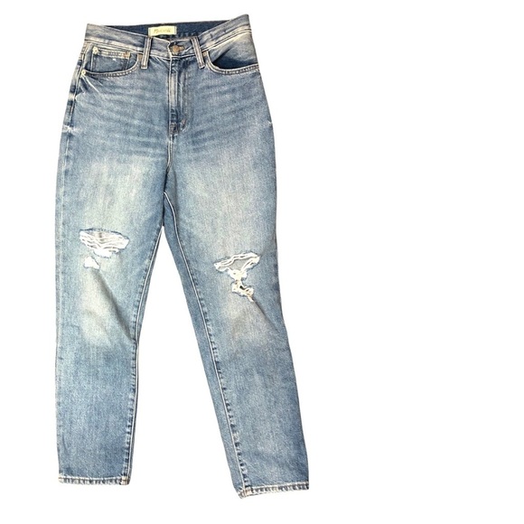 Madewell The Mom Jean medium-light wash distressed knees size 26 - Picture 1 of 8